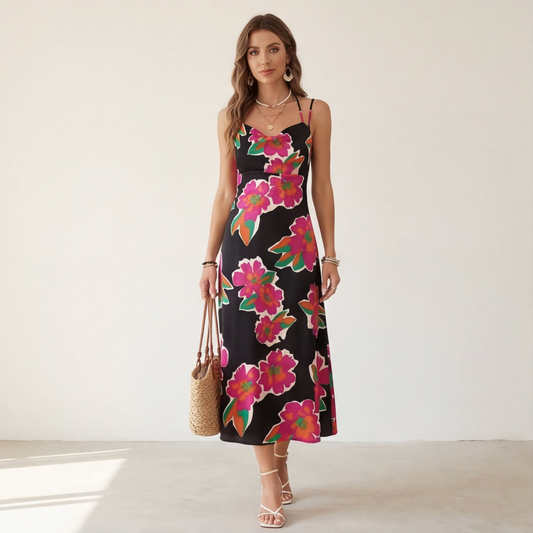 The Midnight Tropic Cowl-Neck Midi