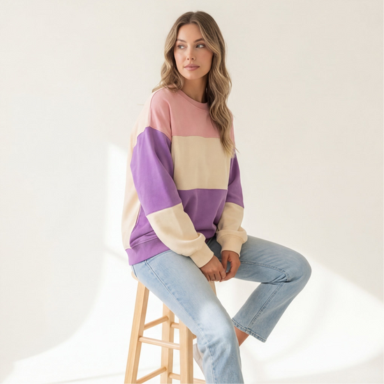 Tri-Tone Relaxed Pullover